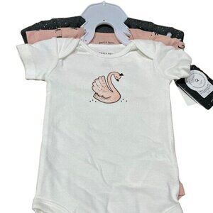 Petit Lem Onesie Set NB Pink Swan Dreams Princess Modern Preppy Classic Retro